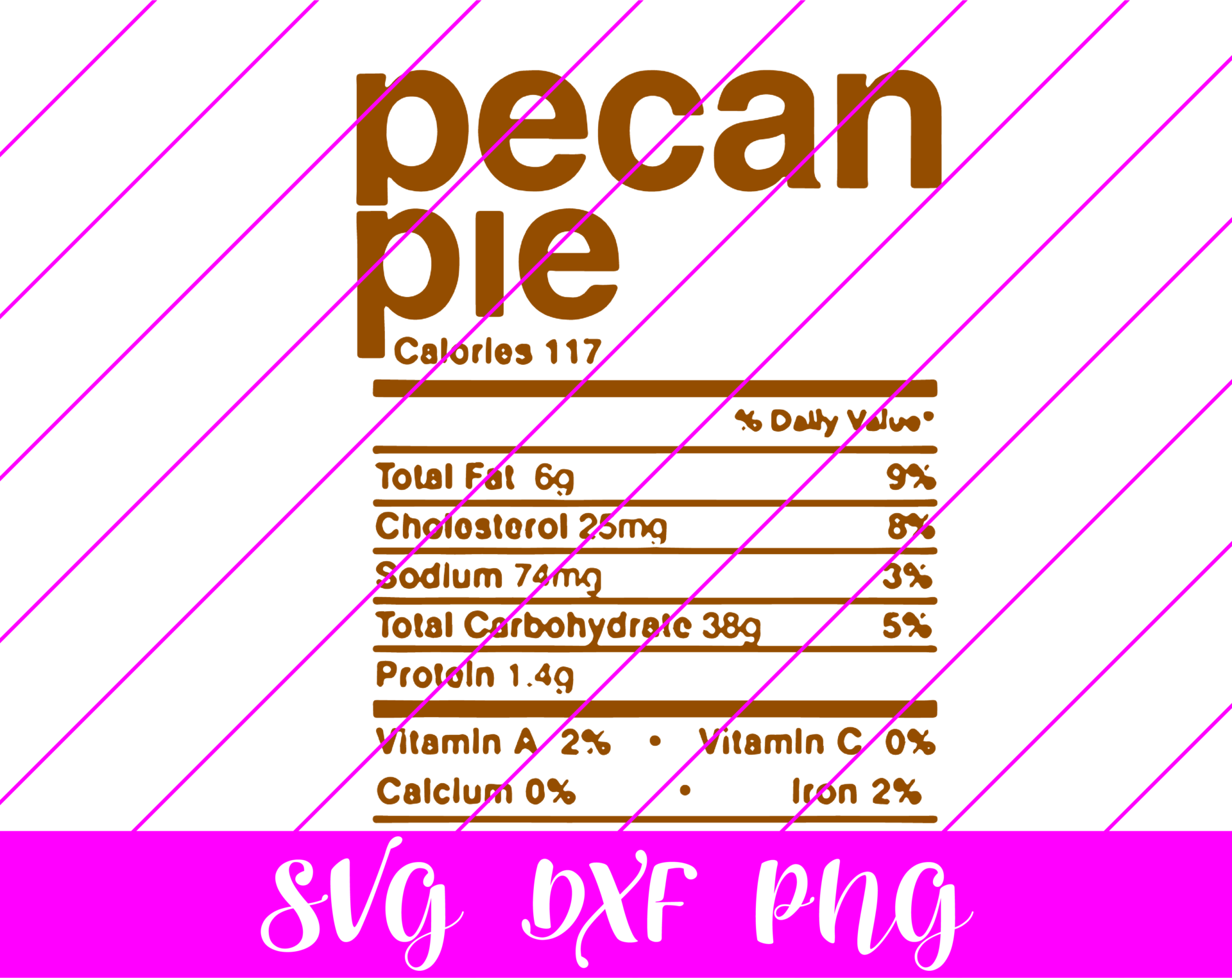 Thanksgiving Nutrition Facts Pecan Pie SVG