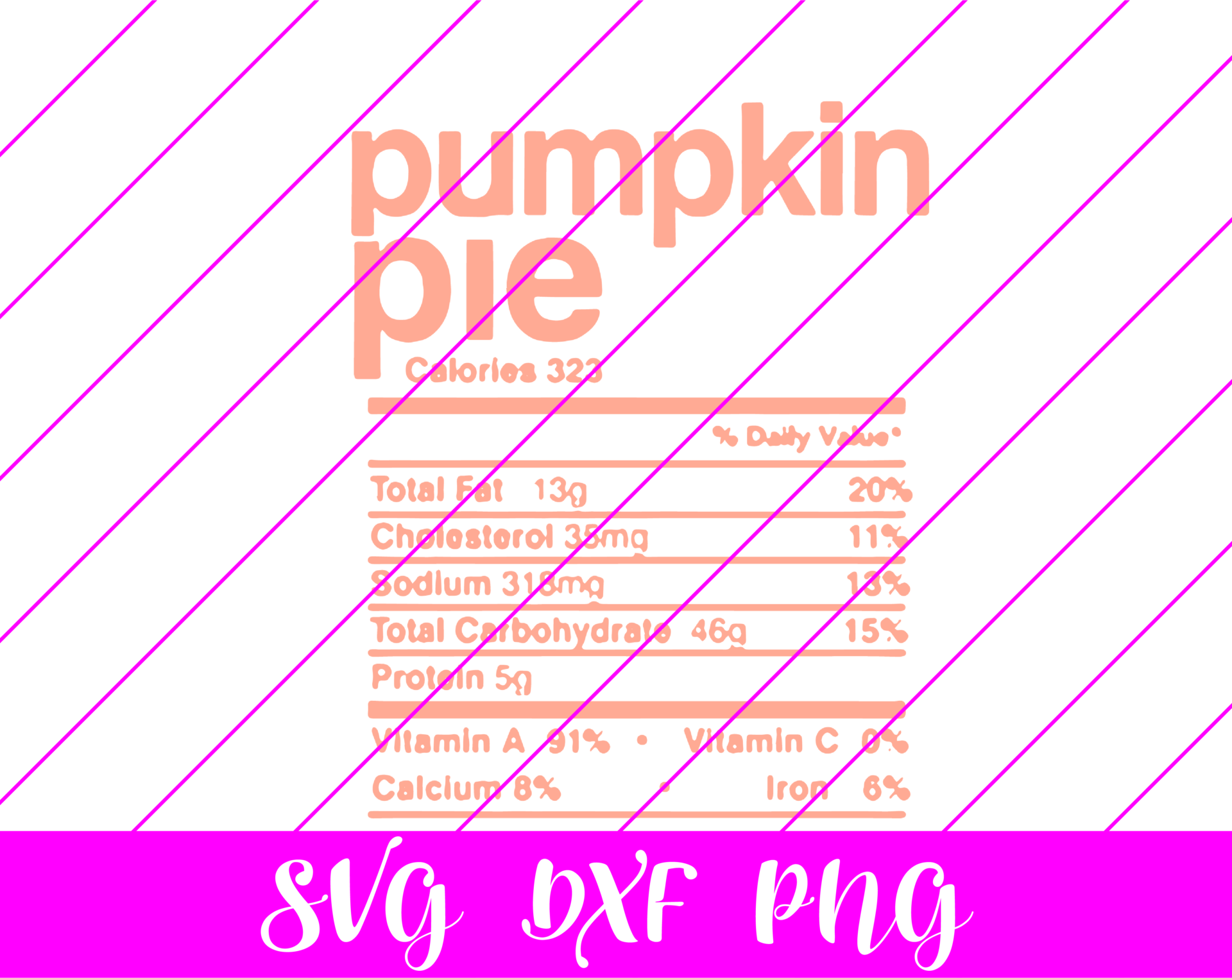 Thanksgiving Nutrition Facts Pumpkin Pie SVG