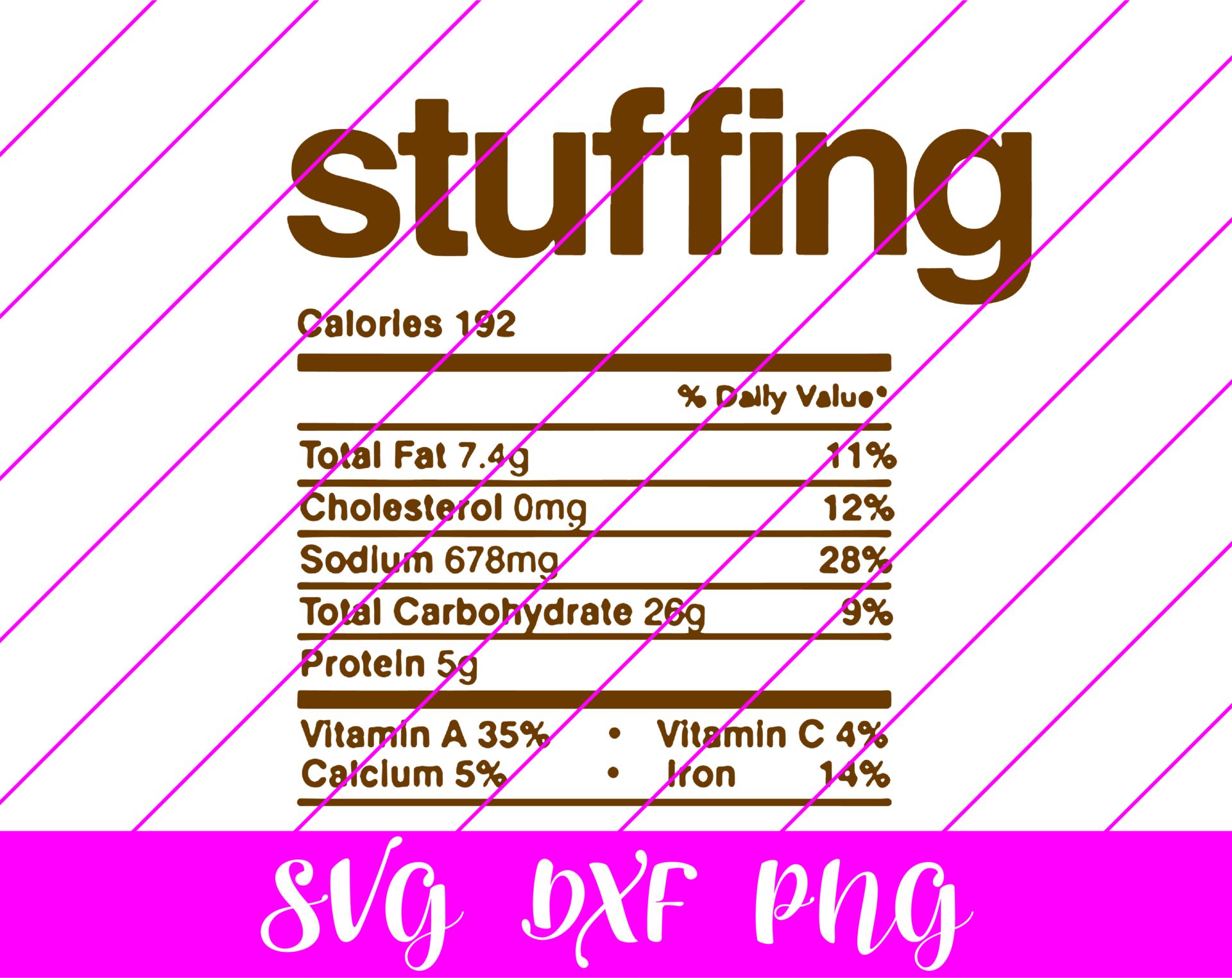 Thanksgiving Nutrition Facts Stuffing SVG