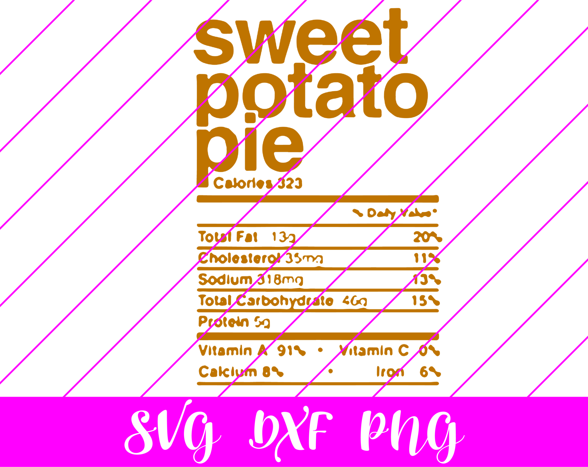 Thanksgiving Nutrition Facts Sweet Potato Pie SVG