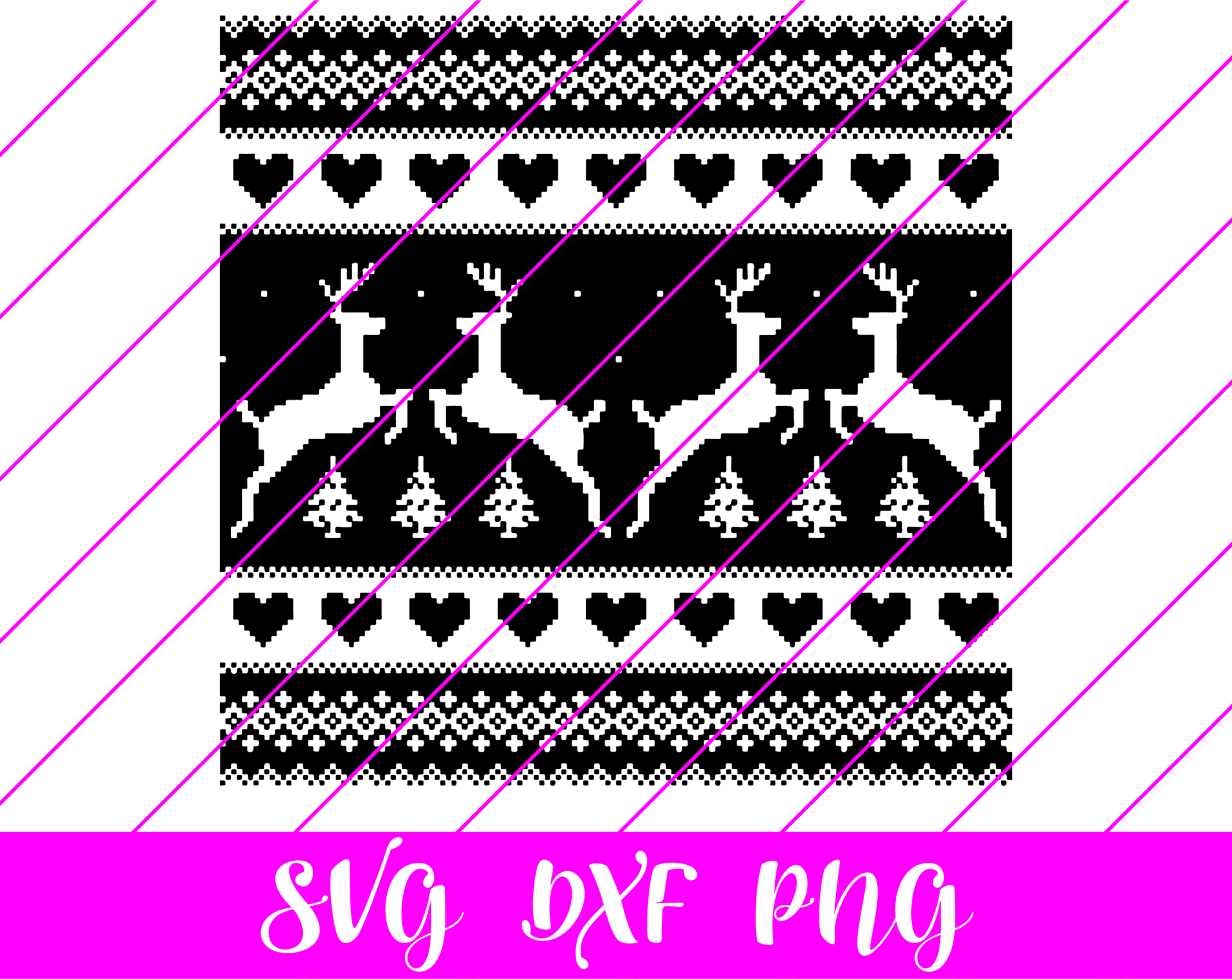 Fair Isle Reindeer Pattern SVG