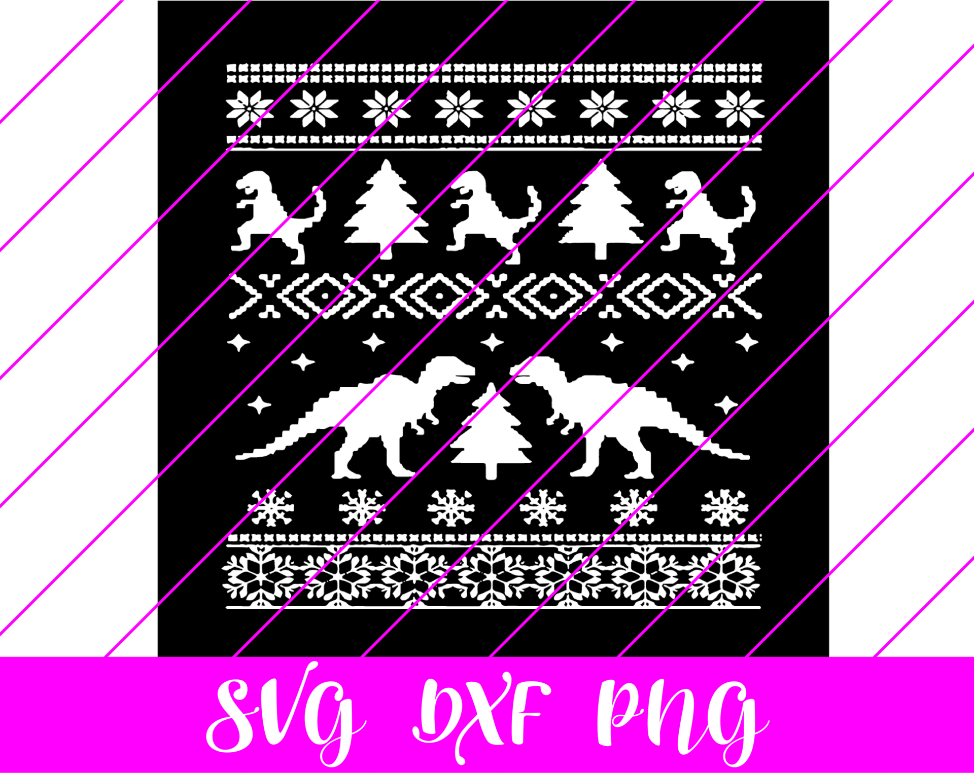 Dinosaur Christmas Pattern SVG