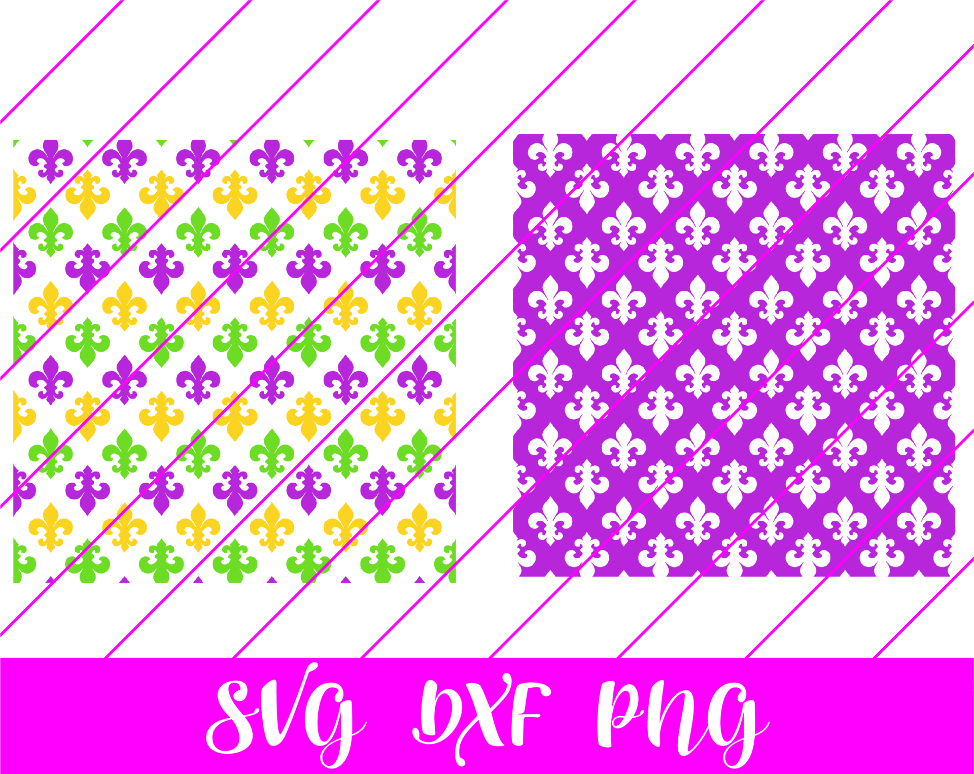 Mardi Gras Fleur de Lis Seamless Pattern SVG