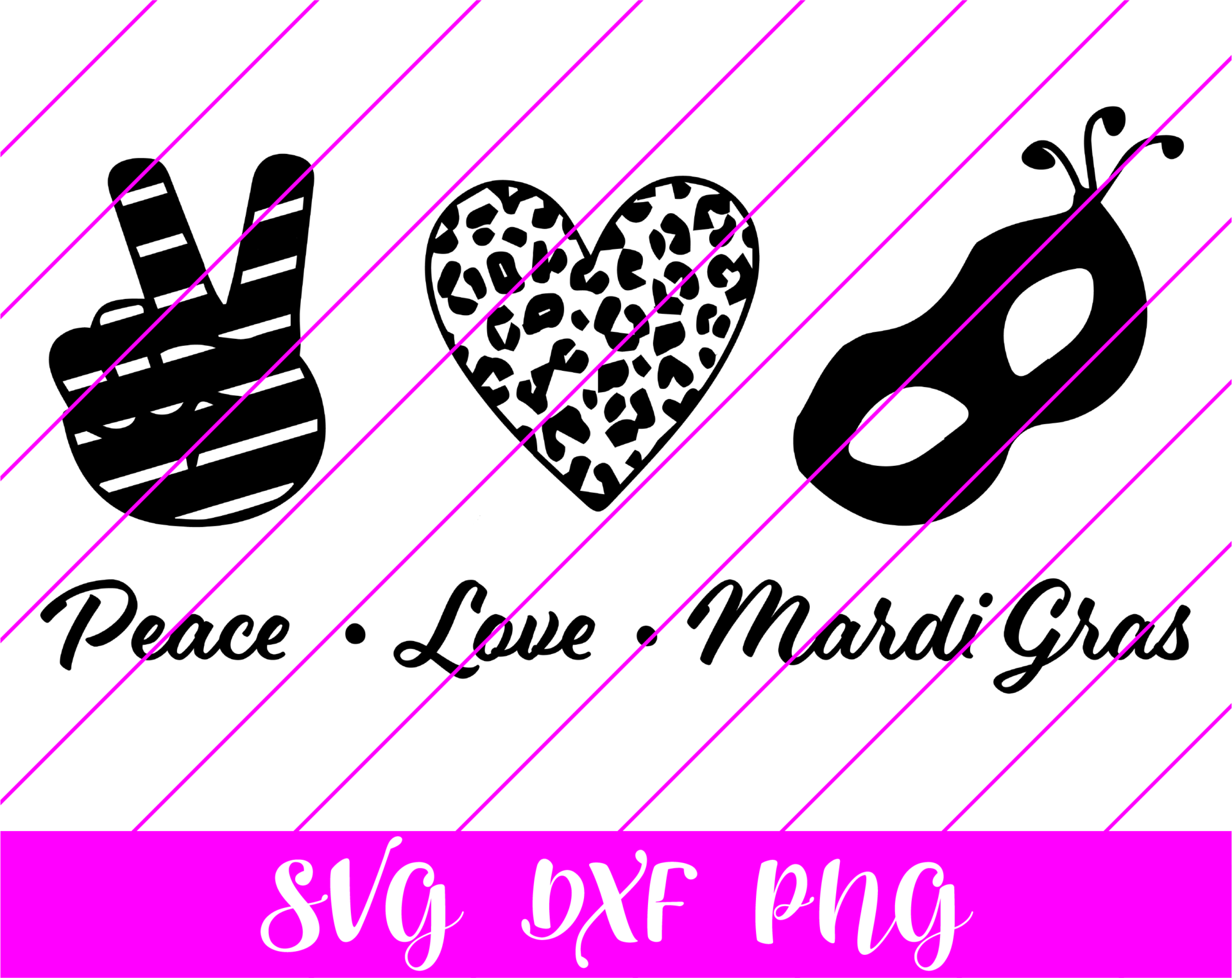 Peace Love Mardi Gras SVG