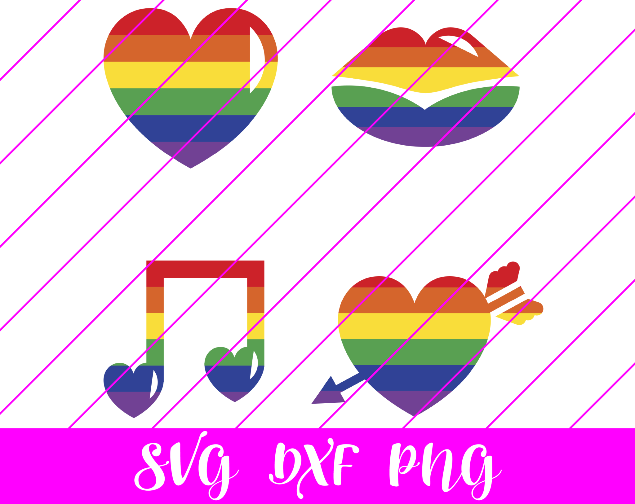Download Rainbow Lips Heart Valentine's Day SVG Cut File Download for Cricut, SVG Cut Files - svg art