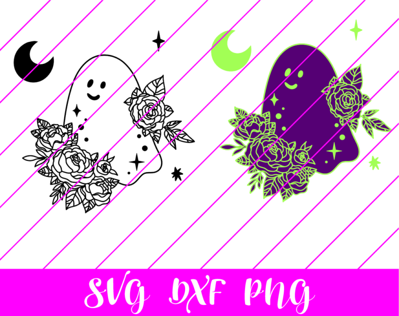 Ghost Halloween Celestial Rose SVG