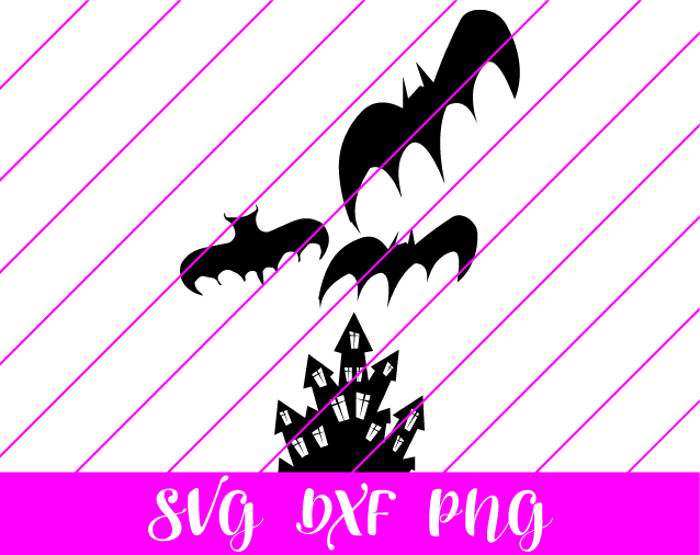 Haunted House and Bats SVG