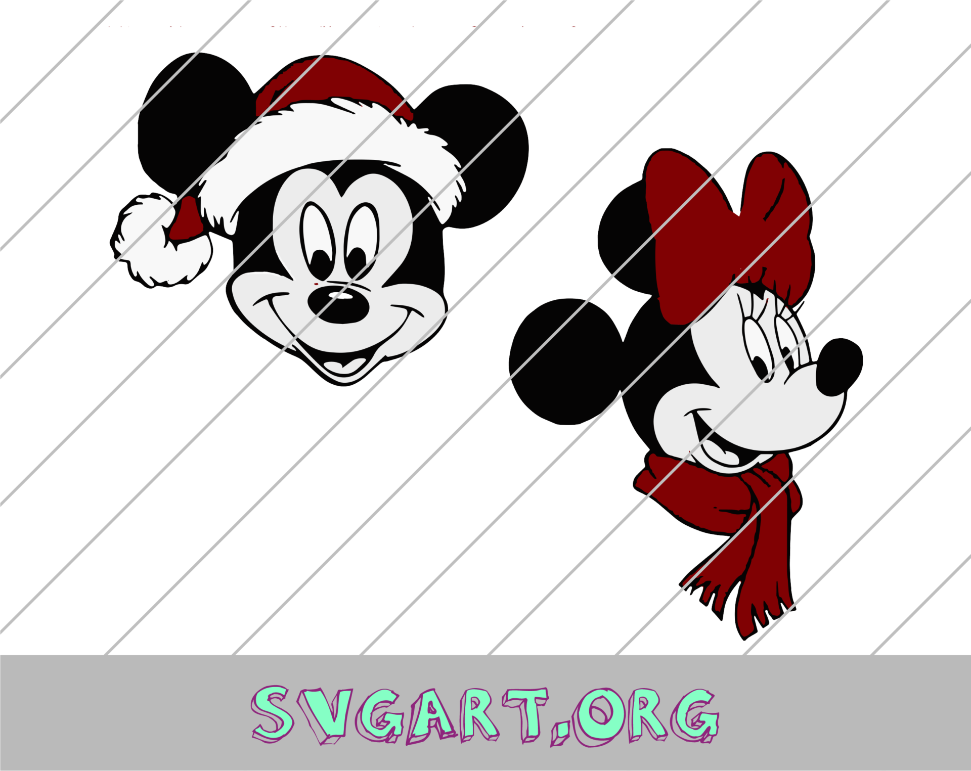 Mickey Minnie Christmas Winter Hat Scarf SVG