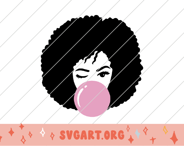 Black Girl Afro Bubble Gum SVG